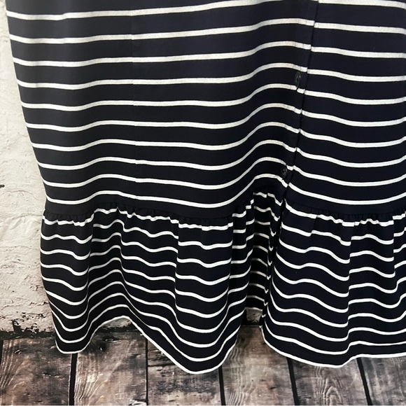 J. Jill Size 2X Navy White stripe Shirt Dress Casual Ruffle Bottom Button - Picture 7 of 9